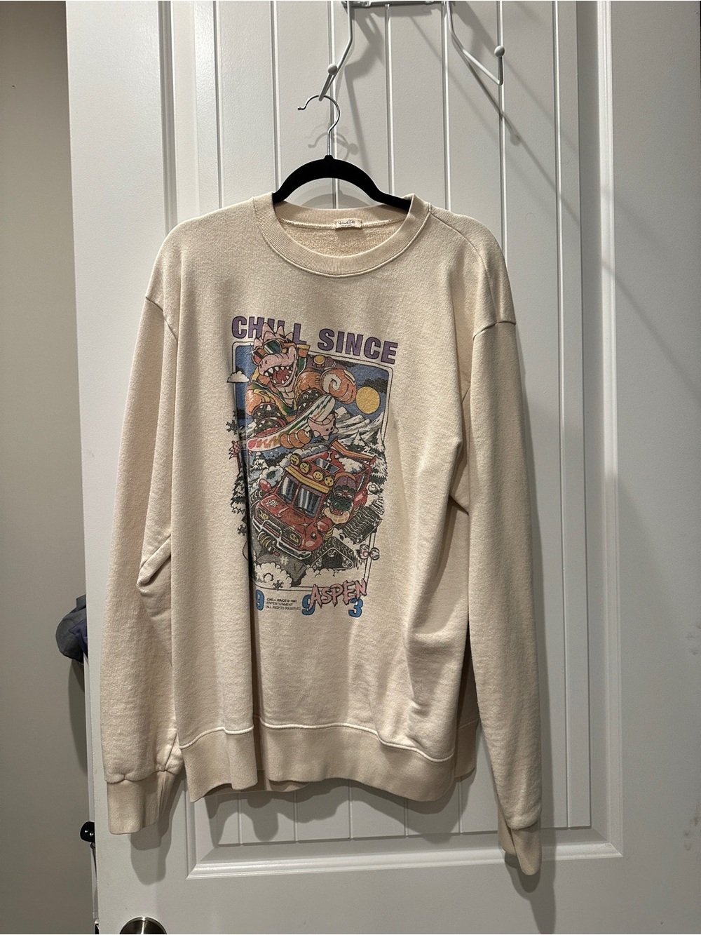 Brandy Melville Cream Graphic 'Chill Since' Crewneck
